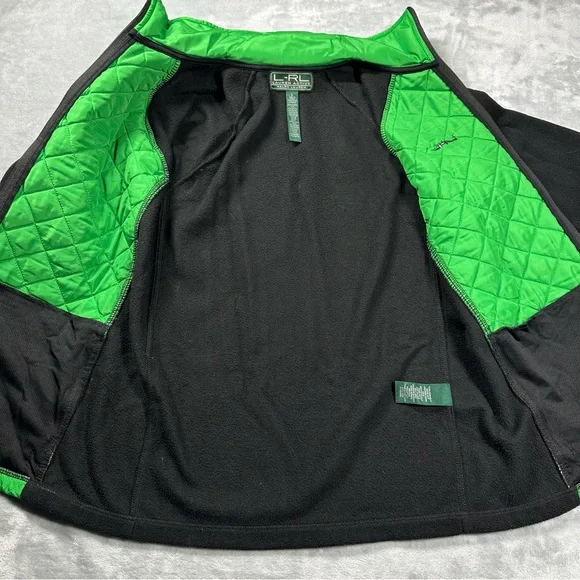 Lauren Ralph Lauren Active Quilted Fleece Zip-Up Jacket Small Green Black - Picture 14 of 15